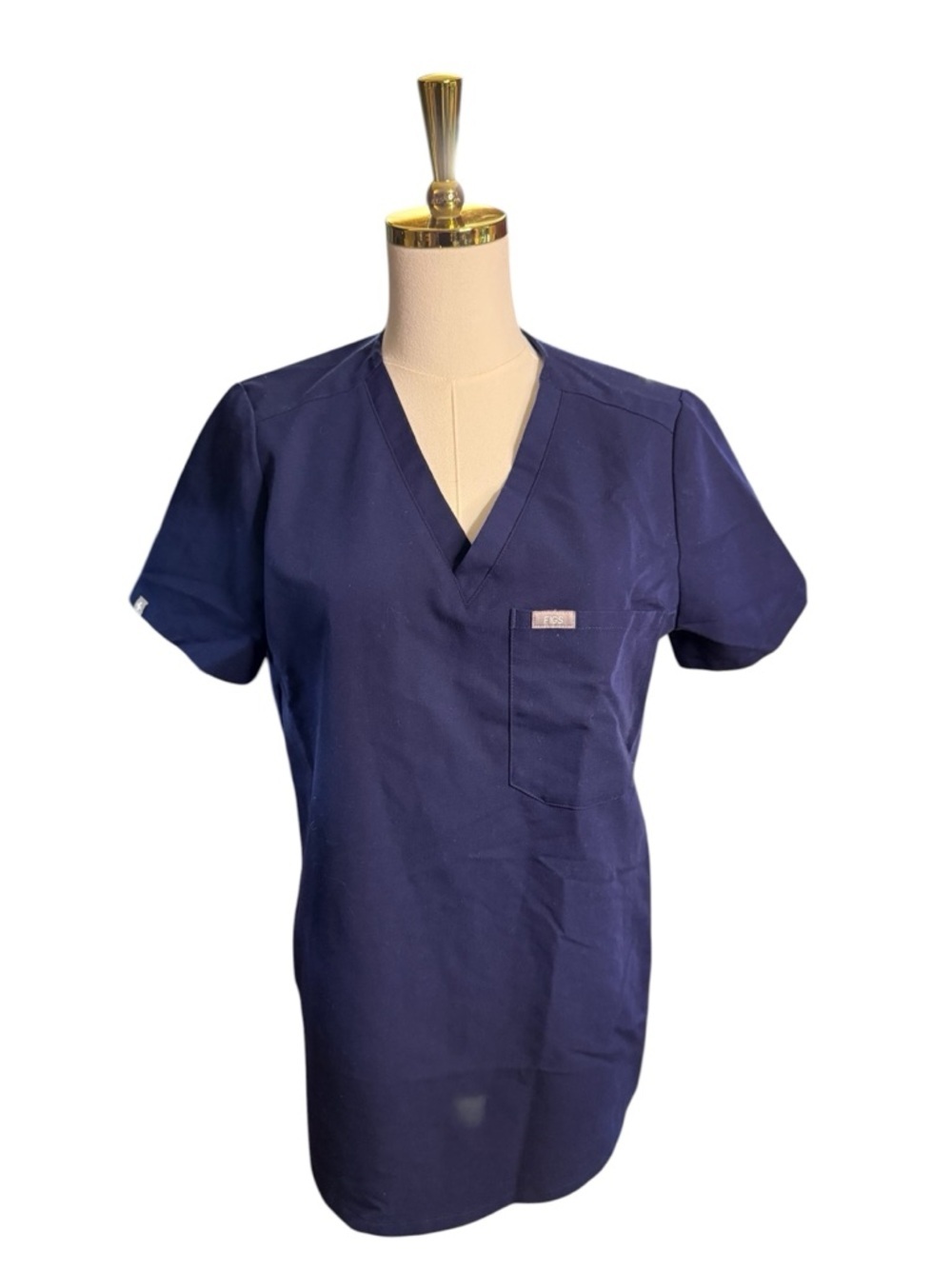 FIGS Technical Collection  Navy V-Neck Medical Scrub Top Size S